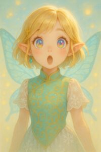 Gemini 2.5 Flashが英語特徴記述を元に再生成したAI妖精ミモのイラスト